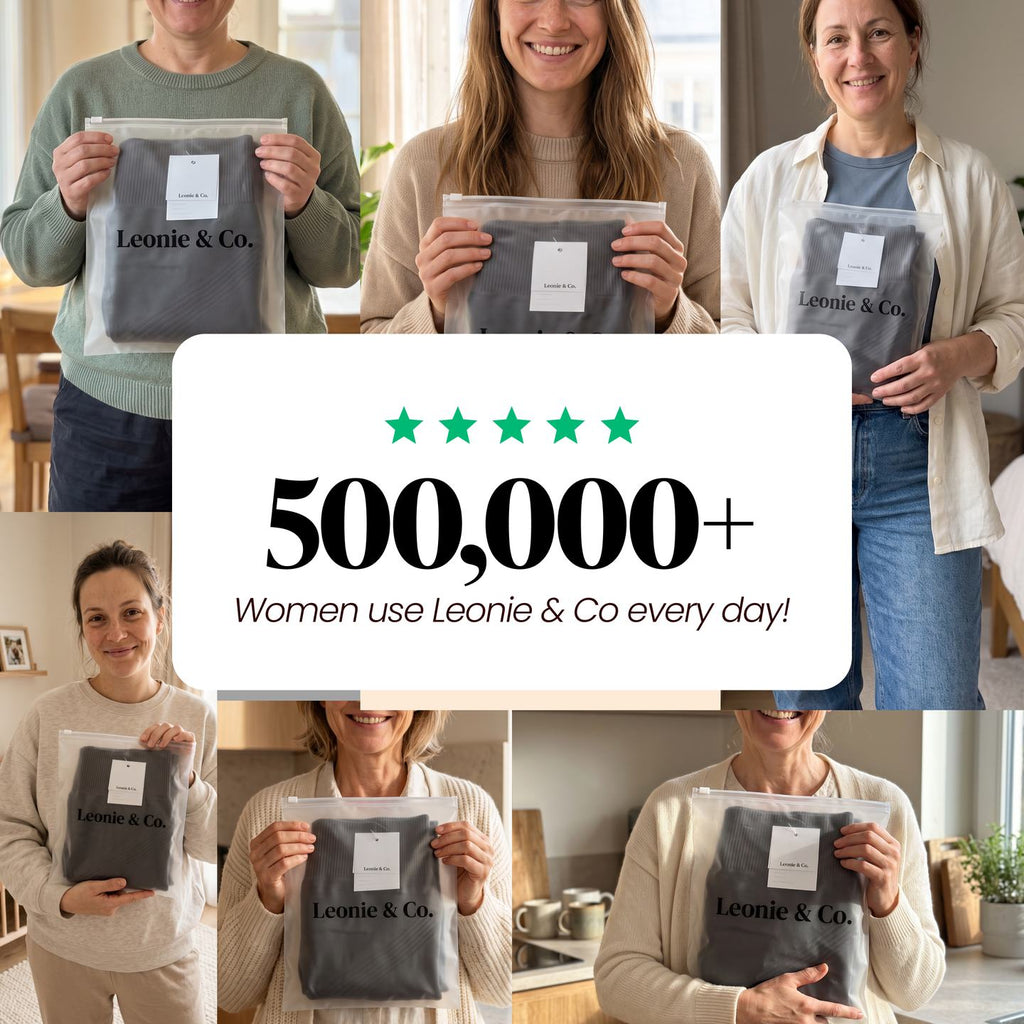 Women holding their Leonie Leggings order: 500,000+ women use Leonie Leggings