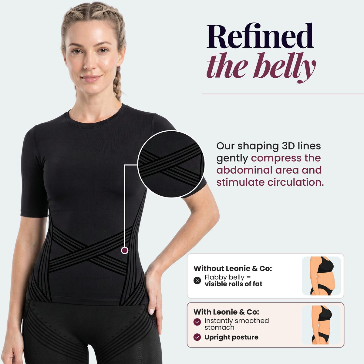 __SWATCH__Black Leonie Leggings 3D Sculpting T-Shirt in black